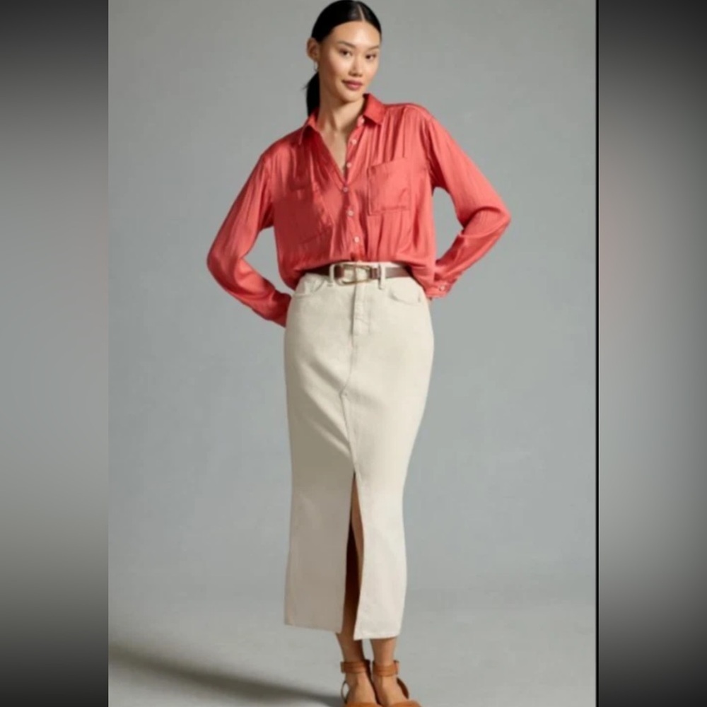 Anthropologie Relaxed Buttondown Shirt Rose Women's Size Medium